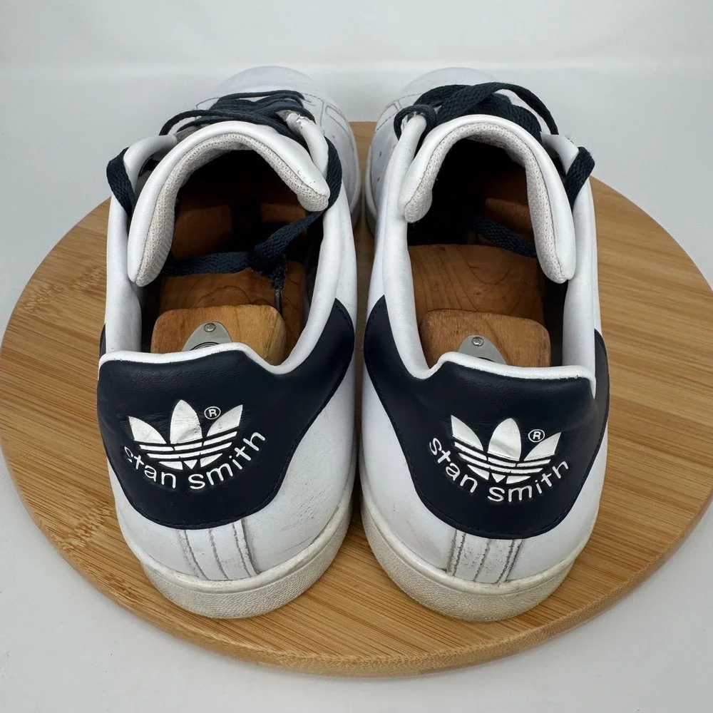 Adidas Stan Smith Men's White Navy Leather Low‎ Top Sneakers Size 13